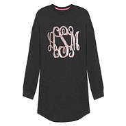 monogrammed sleep tee in charcoal
