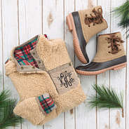 monogrammed reversible sherpa with sherpa pull on duck boots