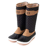 monogrammed rain duck boots in black