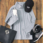 monogrammed fleece tunic with monogrammed bag
