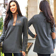 front and back of charcoal utility pullover