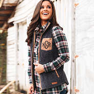 charcoal sherpa vest with plaid layering tunic new