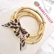 bamboo bracelets with leopard bow