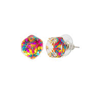 glitter cube earrings on white background