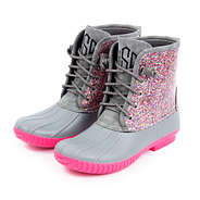 monogrammed confetti duck boots