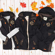 monogrammed utility vest, utility rain jacket and pullover rain jacket