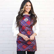 holiday plaid monogrammed apron