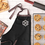 black with leopard personalized apron with cookies and utensils