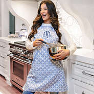 girl baking in blue shells personalized apron
