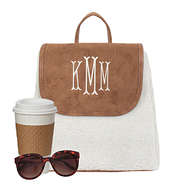 monogrammed sherpa mini backpack in ivory