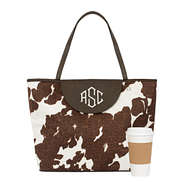 monogrammed cowhide tote bag