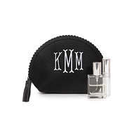 monogrammed mini cosmetic case in black