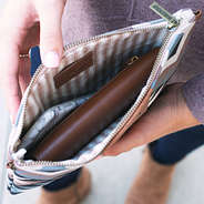 inside zippered aztec print monogrammed clutch