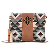 monogrammed aztec print clutch