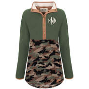 monogrammed camo colorblock fleece pullover