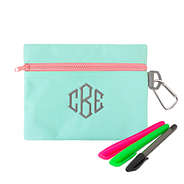 monogrammed pouch in mint