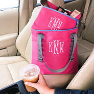 monogrammed hot pink medium tote bag and cosmetic pouch