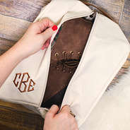 monogrammed duck boots inside of monogrammed travel shoe bag