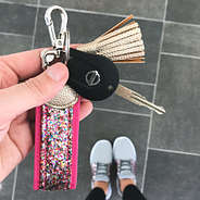 holding confetti key fob