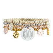 monogrammed mixed metal bracelet set