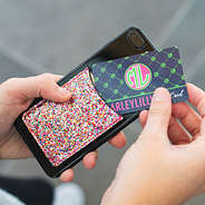 sliding card into confetti phone pocket