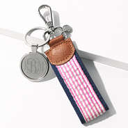 pink personalized seersucker key fob