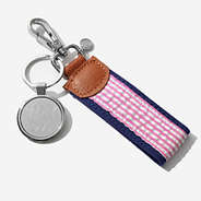monogrammed pink seersucker key fob - updated
