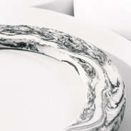 close up of monogrammed large marble key ring