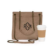 monogrammed convertible suede bag