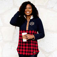 Monogrammed Buffalo Plaid Fleece Pullover