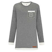 gray monogrammed sherpa crewneck