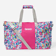 Monogrammed Weekend Bag in watercolor cheetah with handwriting Name