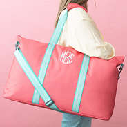 watermelon weekend bag on shoulder