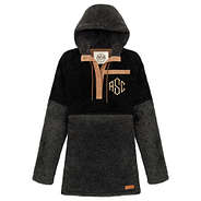 monogrammed colorblock sherpa hoodie