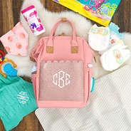 scalloped diaper backpack with changing pad