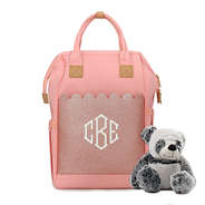 monogrammed scalloped diaper backpack in pink