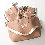 tan bible carrier with carry on travel tote and wallet