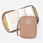 Monogrammed Bible Carrier in Tan