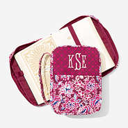 monogrammed bible carrier in burgundy woodland blossom