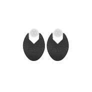monogrammed leather earrings in black