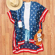 americana navy, red, and white kimono coverup