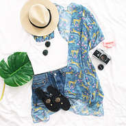 Blue Fiesta Leopard Kimono OOTD