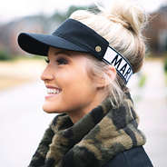 black visor with stretchy back band and marleylilly brand