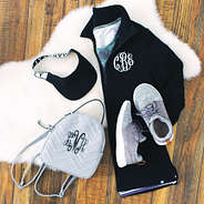 black performance visor with athleisure outfit