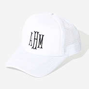 monogrammed trucker hat in white