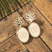 gold monogrammed pineapple dangle earrings