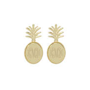 monogrammed pineapple dangle earrings in gold