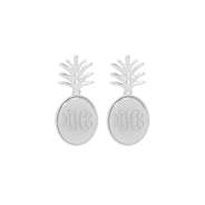 monogrammed pineapple dangle earrings in silver
