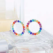 silver monogrammed rhinestone stud earrings