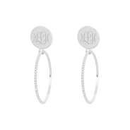 monogrammed milgrain hoop earrings in silver